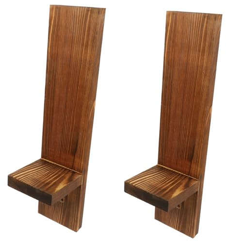 DECORNIJIA Candelabro De Pared De Madera Estilo Vintage, Par De Apliques De Vela En Tonos Madera Envejecida, Decoración Rústica para Hogar, Ambiente Cálido y Romántico, Adecuado Sala y Pasillo