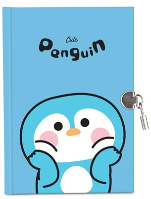 Cartomania Diario secreto con candado Stay Noted, tema pingüino, azul, caja de regalo incluida, para niños y niñas, idea de regalo