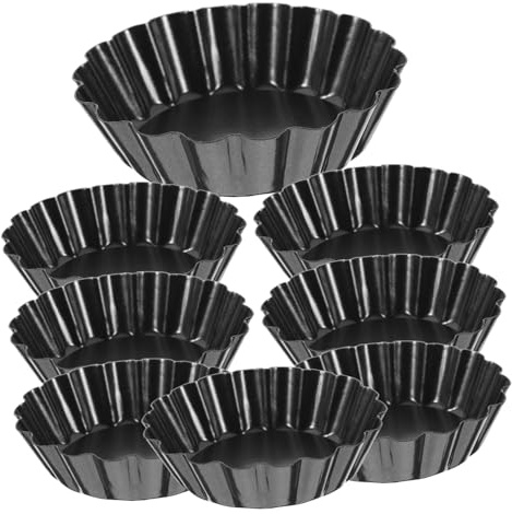 NUOBESTY 8 piezas Molde Metálico para Tartaletas Mini con Fondo Desmontable Resistente Altas Temperaturas para Hornear Tartas Pasteles Budines y Cupcakes para Hogar Restaurante y