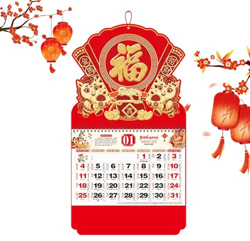 Wandkalender für das chinesische Neujahr, 2026, Jahr des Pferdes | Stundenplaner – 2026, zum Aufhängen des Jahres des Pferdes, für Schule, Büro, Zuhause, Studenten, Lehrer, Künstler