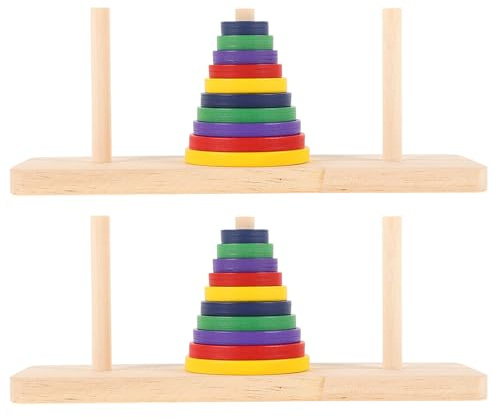 Gioco di Logica Hanoi in Legno 2 Pezzi, Rompicapo Creativo | Adulti e Ragazzi Oltre 6 Anni, Superficie Liscia senza Schegge, Casa e Relax Dopo Lavoro