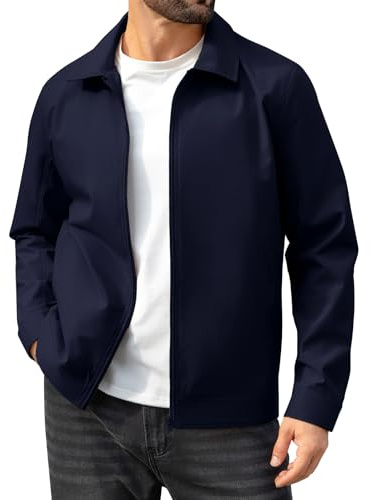 Xnova Chaqueta de Hombre Ligera Cortavientos Chaquetas Bomber cuello Vuelto Impermeable Cazadora Elegante e Informal Primavera Verano Jacket de Entretiempo (Azul, L)