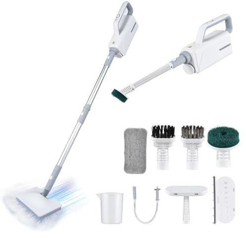 Nettoyeur Vapeur Multifonction - 1500W Puissant 3-en-1, Réservoir 360ml 2 Niveaux Vapeur,avec 10 Accessoires Complets, Fer, pour Sols, Défroissage & Nettoyage Vitres