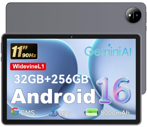 Hasskya 11 Zoll Tablet Android 16, Octa-Core, 24 GB RAM + 256 GB ROM | 1TB Erweiterbar, 1920x1200 FHD IPS-Display, GPS, Widevine L1, 8000 mAh, 8 MP + 16 MP, 5,8G + 2,4G WiFi, BT 5.2, Grau