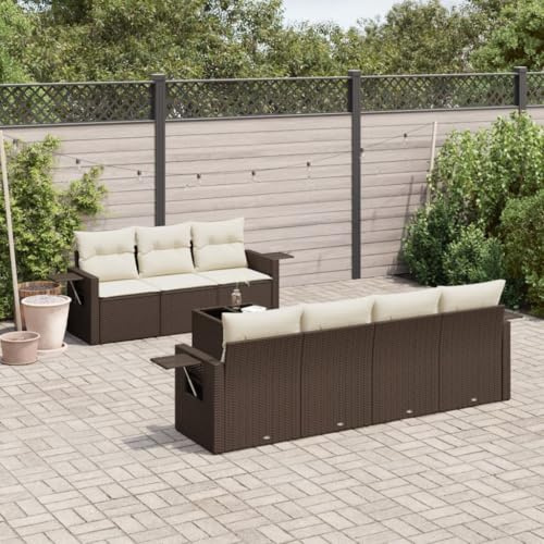 Owoxanthellate Set di divani da giardino in rattan sintetico, 55 x 62 x 69 cm, resistente alle intemperie, con braccioli pieghevoli e tavolo in vetro solido modulare per balcone, terrazza, giardino