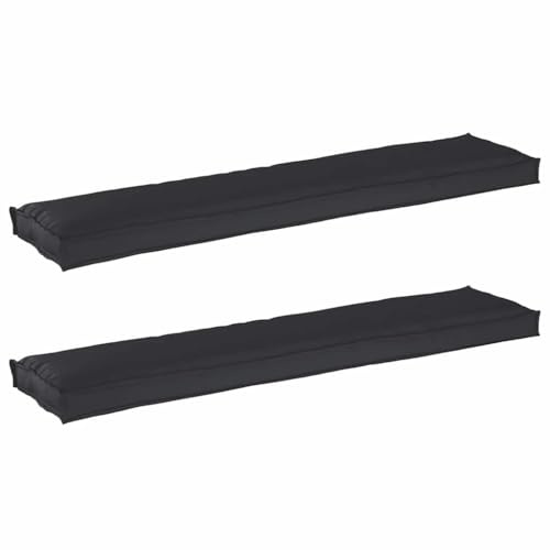 Mhdvray Palettenkissenset 2er Schwarz 180 x 40 x 8 cm Oxford Outdoor Sitzkissen mit modernem minimalistischem Design robust wasserabweisend für Garten Terrasse Balkon und Lounge-Bereich