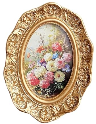 Colcolo Picture Frame Vintage Photo Frame Oval Desktop Wall Mount Photo Display Holder for Bedroom, Office, Living Room, Wedding Gift