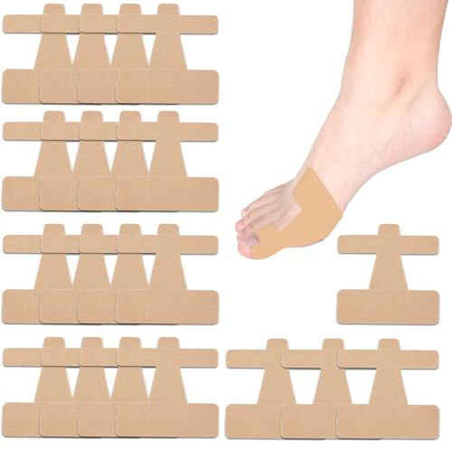 JYXNU 20 Piezas Cinta Kinesiológica para Hallux Valgus, Kinesiotapes para Juanetes, Elásticas Kinesiology Tape, Cintas de Kinesiología Precortadas, Transpirable, Alivio del Dolor Muscular(Tono carne)