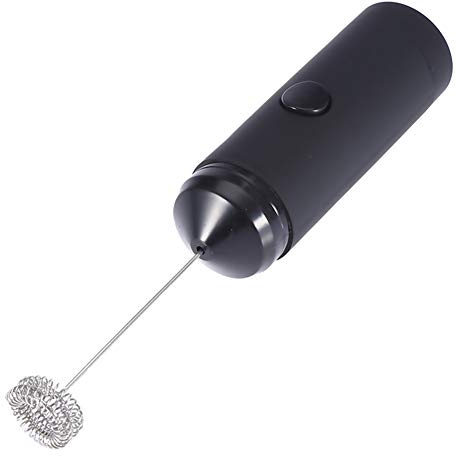 GLOGLOW Montalatte Elettrico Montatore per caffè Portatile Frusta per Latte a Batteria con Testina Antiaderente Facile da Pulire per caffè Latte Cappuccino Schiuma (BLACK)