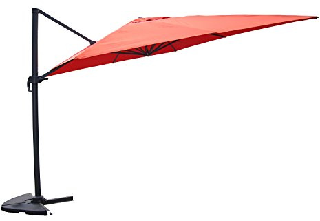 CONCEPT USINE Parasol Déporté Carré PALATINO Terracotta Alu 3x3 m | Toile Polyester 230 g/m² Anti-UV, Rotatif 360°, Pied Croix (Dalles Non Fournies), Garantie 2 Ans