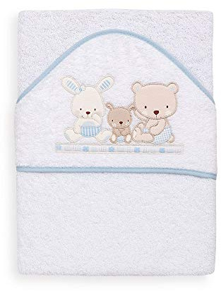 Interbaby Asciugamano con cappuccio per neonato LOVE in bianco e blu - 560 g