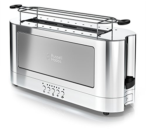 Russell Hobbs TRL9300GYR 2-Slice Glass Accent Long Toaster, Silver