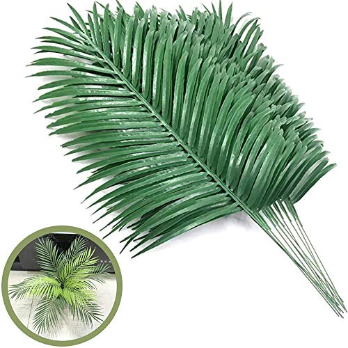 SzJias 12 Hojas de Palma Artificiales, Hojas de Palma Artificiales, Hojas de Palma Tropicales, Plantas Verdes para Hojas, Fiesta Hawaiana, Fiesta de Selva, decoración de Hojas de Palma Grandes
