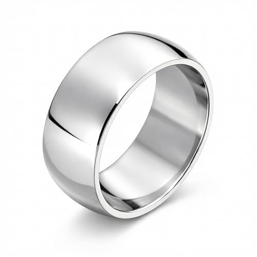 meditoys · Bague en acier inoxydable pour femmes et hommes · Bague à bande de 200, 203 ou 305 mm de large · Argent mat/brossé ou argent poli brillant, Métal