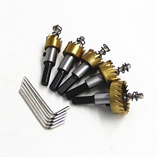 ZONADAH Set di 5 punte per trapano in metallo duro HSS con rivestimento in titanio, 16 mm, 18,5 mm, 20 mm, 25 m/30 mm, punte in acciaio inox ad alta velocità