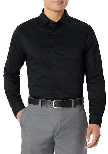 Amazon Essentials Chemise extensible à manches longues pour homme, coupe classique, noir, taille XXL