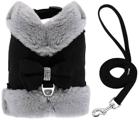 VIXDA Niedliches Chihuahua Yorkie Hunde- und Katzengeschirr, Leine, warme Winter-Haustier-Welpen-Kleidung, Weste, kleine Hundekleidung für Mops, französische Bulldogge
