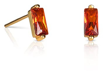 namana Zierliche goldene Baguette-Ohrstecker aus 925 Sterlingsilber mit farbigen Cubic Zirkonia-Steinen, kleine Ohrringe für Damen und Mädchen, vergoldete Mini-Ohrstecker für Frauen
