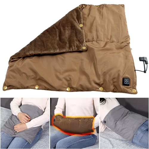 Mincoo USB Heizkissen, Heizdecke mit Abschaltautomatik, Wärmekissen Elektrische mit 3 Heizstufen, Wärmedecke für Rücken, Nacken, Schulter, Bauch, Maschinenwaschbar 40 x 45 cm, Braun