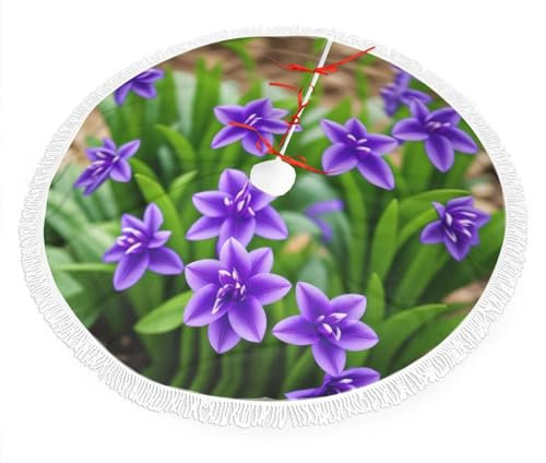 Hyazinthen-Blumen bedruckter Weihnachtsbaumrock mit Quaste, Baumbodenabdeckung für Weihnachtsbaum, Weihnachtsdekoration, 76,2 cm