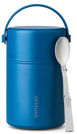 VINSUN Boîte Alimentaire Isotherme 800ml avec Cuillère - Acier Inoxydable, Anti Fuite, sans BPA - Boite Repas Isotherme à Double Paroi pour Bureau, École, Camping