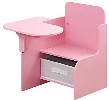 Rainbow Tree 2 in 1 Wooden Children Table with Chair, Small Kids Table and Chair Set with Storage for Toys Books, Suitable for Kids Children Toddlers Boys Girls (Pink)