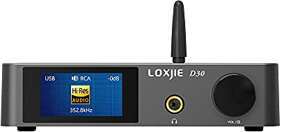 LOXJIE D30 2024 (Upgraded) Audio Decoder Headphone Amplifier 1.5Wx2 Headphone Power Separate Earphone and Line Out ES 9039 Q2M Chip Bluetooth 5.1 MQA Full Decoding Connectable to Active Speakers