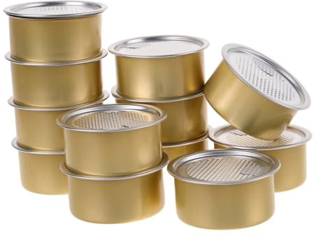 Ciieeo 12pcs Round Aluminum Cans Pet Food Storage Containers Stackable Pet Treats