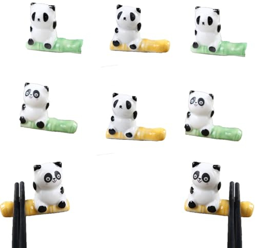 Vastsea 8 Piezas Soporte para Palillos Panda, Panda de Palillos Chinos Rack, Cerámica Linda Panda Palillos Rack, Aplicar para Soportes de Cerámica, para Mesa de Comedor, Sala de Estar