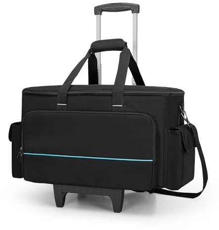HODRANT Borsa Portacavi per DJ con Rotelle, Carrello Staccabile e Divisore, Borsa Imbottita di Grande Capacità con Più Tasche per Laptop da 15,6, Attrezzatura per DJ