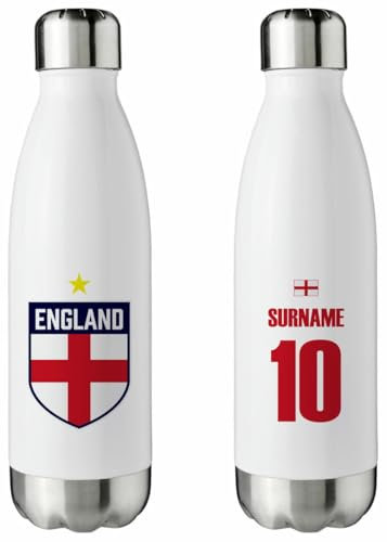 Go Find A Gift Bouteille d'eau isotherme blanche personnalisée Coupe du monde d'Angleterre