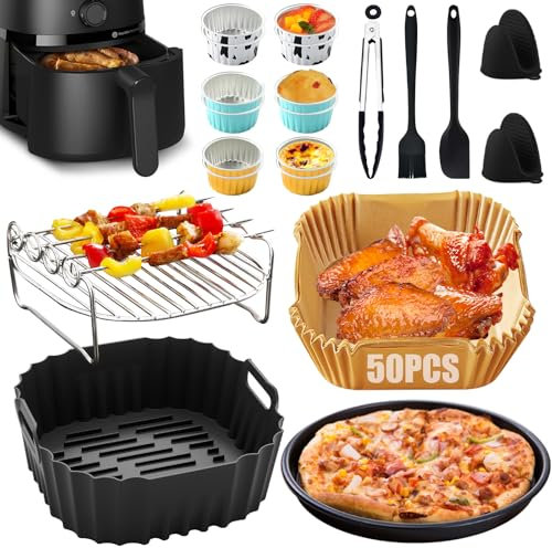 Accesorios Freidora de aire, Moldes Silicona Freidora de Aire Para Philips Airfryer 2000-Serie 4.2L/Russell Hobbs 4L Reutilizables Accesorios Freidora de aire,para Air Fryer, Microondas, Horno