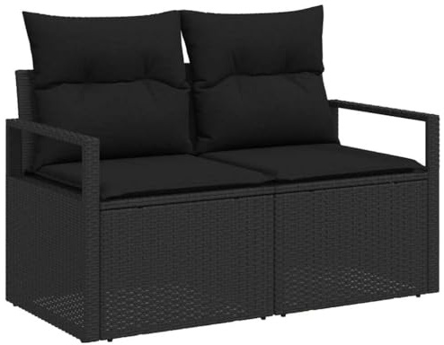 vidaXL Trädgårdsoffa med kudde 120 x 62 x 69 cm konstrotting, Trädgård och terrass, lätt modulär utesoffa, modern och hållbar möbel för avslappning utomhus