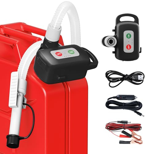Bomba de transferencia de combustible con sensor de parada automática, eléctrica de gasolina con pilas, Bomba de transferencia de líquido recargable para gasolina, diésel y aceite, Negro