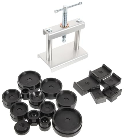 TEMPNAP Uhrenpresswerkzeug zur Reparatur von Uhrenbatterien mit Eisen und Kunststoff Inkl Runden und Quadratischen Formen Geeignet zum Schonenden Verschließen von Uhrengehäusen