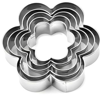 5 Pcs Flower Shaped Cake, Shaped Cake and Biscuit Cutters, Cookie Cutters | Stainless Steel Flower, Cookie Set for Baking Mousse, Molds, Various Size, Kitchen, and Everyday Food