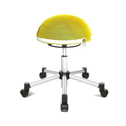 TOPSTAR Sitness Half Ball, Fitness-Hocker, Arbeitshocker, Rollhocker, Dreidimensional bewegliche Sitzfläche, Stoffbezug, Gelb