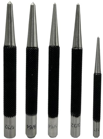 Set of 5 Round Head Center Punches for Metal and Woodworking – High-Quality Hand Tools