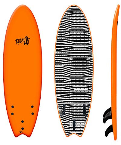 Rock-It Alberto 5ft6 Soft Top Surfboard, Surf Board for Kids, Tabla De Surf, Kids Surfboard, Surfing Board Designed for Beginners - Innovative Design for Safety & Easy to Paddle (Orange)