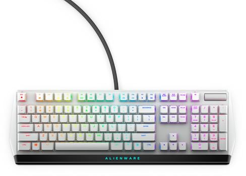 Alienware - Tastiera da gioco RGB a basso profilo AW510K, illuminazione Alienfx per tasto RGB, controlli multimediali e passthrough USB, interruttori rossi a basso profilo Cherry MX, luce lunare