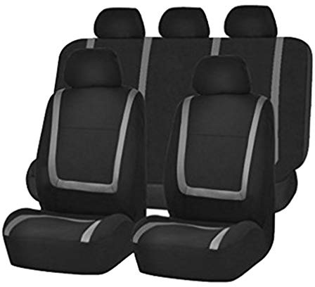 HotYou Autositzbezüge Set Universal - Auto-Schonbezüge für die Vordersitze & Rückbank mit Airbag - Polyester Auto-Sitzschoner Komplettset,Herausnehmbar und waschbar,Grau