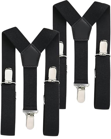 N'Ice Caps Kids Adjustable Suspenders 2-Pack Boys Girls Black (Black/Black - Pack, 7-14 Years (29))