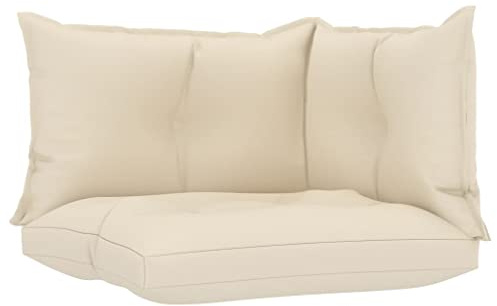 vidaXL Palettenkissen 3-TLG., Palettenauflage für Europaletten, Palettenpolster Palettensofa Outdoor Indoor, Sitzkissen Rückenkissen Seitenkissen, Creme Stoff