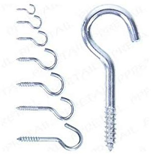 4 x Schraubhaken für die Wand, robust, 80 mm, Deckenhaken, Wandhaken, Kleiderbügel.
