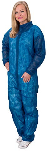 Herrmann 10 x Einweg Overall Premium Blau Gr. L | Overall mit Kragen | Maleroverall Schutzanzug für leichte Malerarbeiten, Lackierarbeiten, Reinigungsarbeiten | Maleranzug Schutzkleidung Einweganzug