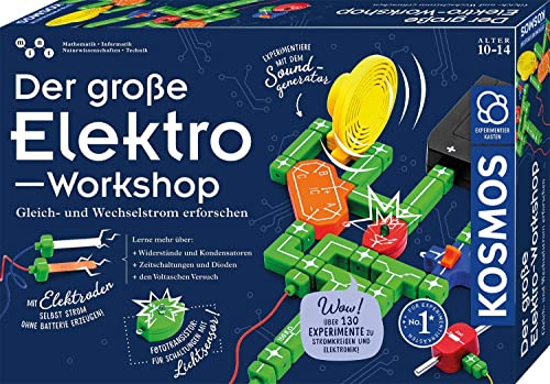 Kosmos 620820 Der große Elektro-Workshop, Erforsche Gleichstrom und Wechselstrom, über 130 Experimente, Experimentierkasten für Kinder ab 10-14 Jahre