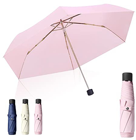 Mini Regenschirm mit Handöffner,Nur 170g Ultraleichte Regenschirm Klein,Superleichte Taschenschirm kinder,Mini Schirm Damen,Schultaschenschirm mädchen,Slim Klappschirm sturmfest,Durchmesser ca.95 cm