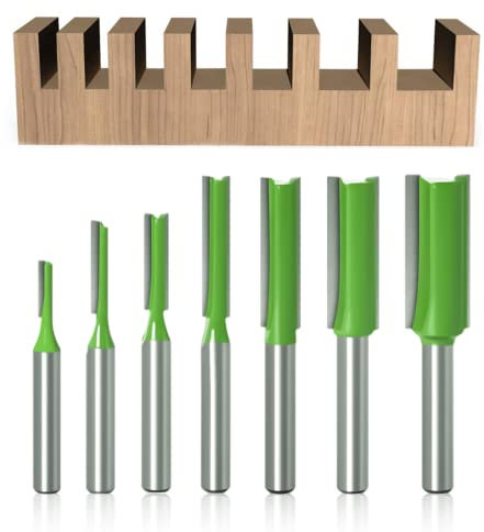 kajkey® holzfräser schaft, 7 Stücke, Schaft Gerade Fräser, 6mm Schaft Nutfräser Holz Oberfräse, Hartmetall Fräsen Werkzeug, Holzfräser Fräser Fräsfräser Schneidmesser - 3mm 4mm 5mm 6mm 8mm 10mm 12mm…