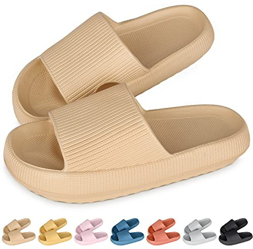 Cozislides Original Slippers Cloudyzz Schlappen Wolke Hausschuhe Gummi Home Slippers Badeschuhe rutschfeste Pantoletten Sommer Garten Badelatschen Flip Flops für Damen Herren Khaki 40/41 EU