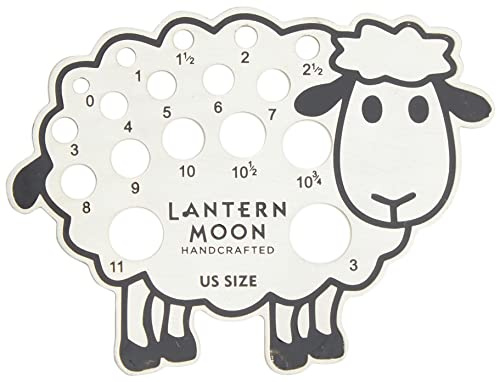 Lantern Moon Stricknadellehre – wendbar US und metrisch – versilbertes Schaf – für Nadelgrößen 2–9 mm/0–13